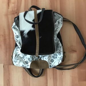 Myra Cowhide and Floral Backpack